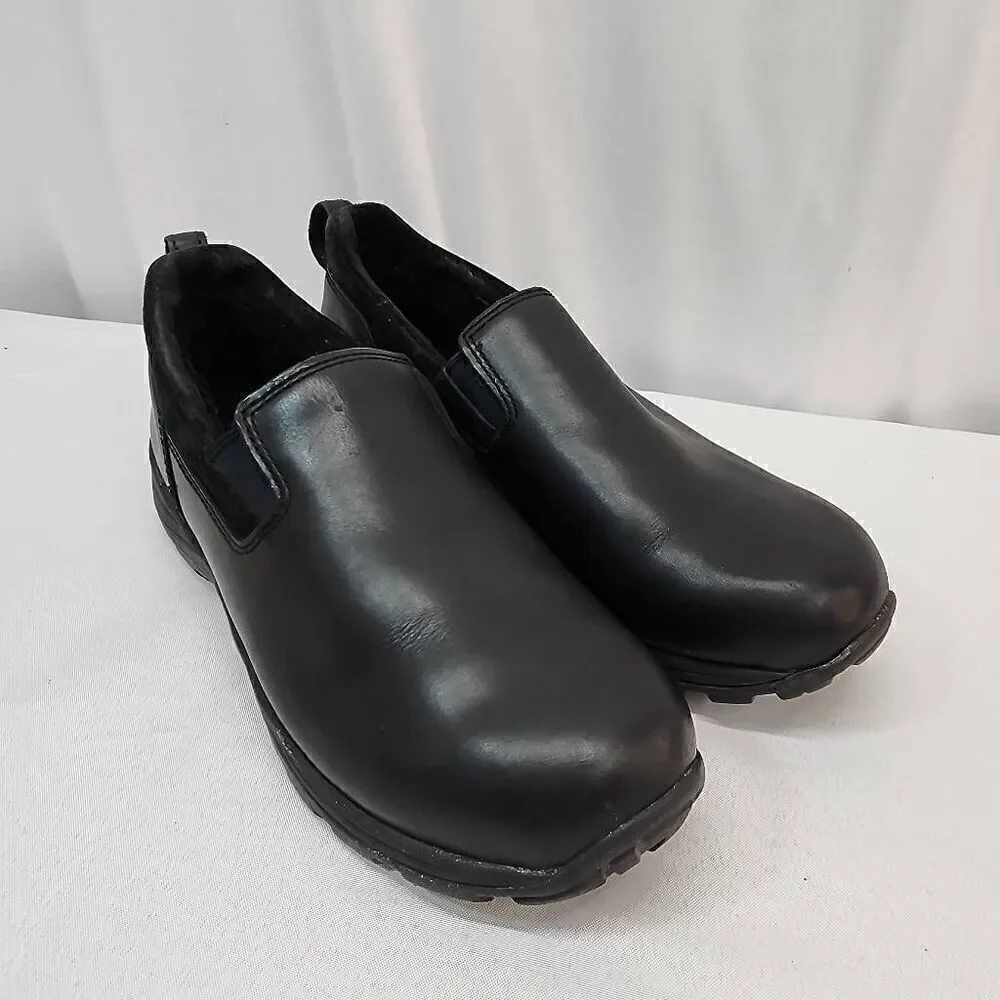 L.L. Bean Size 10.5 Men's Black Leather Round Toe Slip-on Loafers Winter Shoes